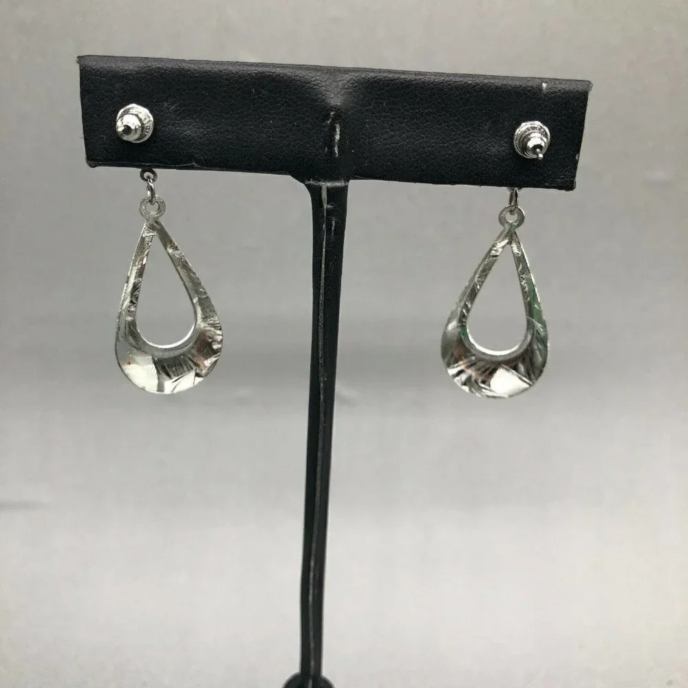 3/$30 Teardrop Earrings Silver Rhinestone Accent Pierced Dainty Formal Evening